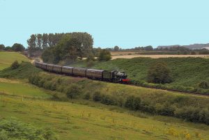 7802 Bradley Manor descends Eardington Bank on 2nd August 2017 with the 13.05 Bridgnorth – Kidderminster