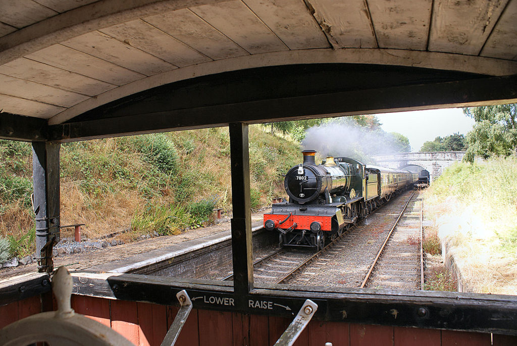On the day stream services resumed, 7802 passes through Eardington Station on 19th July, seen from the ‘Shark’ brakevan
