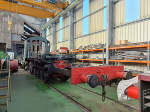 The partially stripped back chassis of 7802 inside Tyseley works on 8th [Photo: Chris Field]: