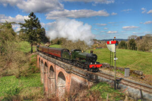 7812 eases out of Bridgnorth on a loaded test run on Friday 7th April, prior to acceptance into service by the SVR Photo: John Sherratt
