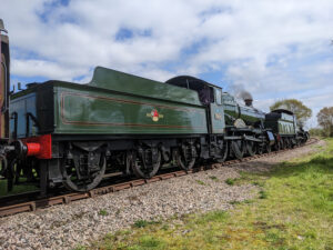 7812 at rest with sister locomotive 7828 Odney Manor at Allerford, Norton Fitzwarren on her first day in service on the WSR on Friday 28th April Photo: Adrian Hassell