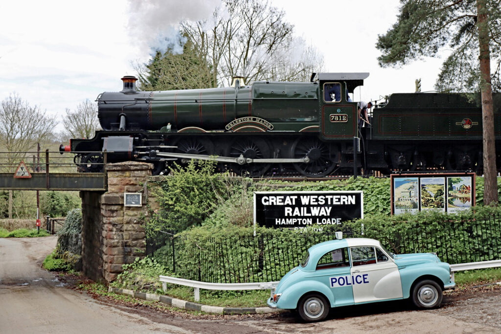 In a timeless shot, Erlestoke Manor makes her getaway from Hampton Loade at the SVR Spring Steam Gala on Saturday 15th April Photo: Bob Meredith