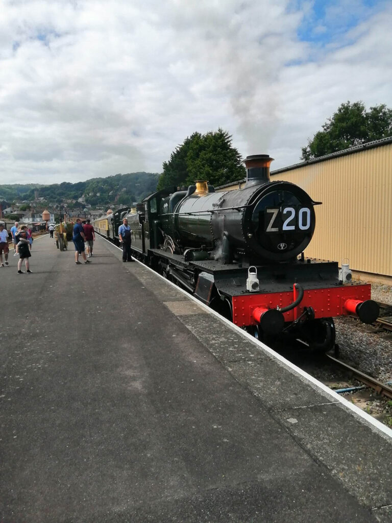 7812 standing at Minehead on Saturday 24th June waiting to work The Whistling Ghost to Birmingham Snow Hill with 7828 as far as Bishops Lydeard. Photo: Terry Jenkins