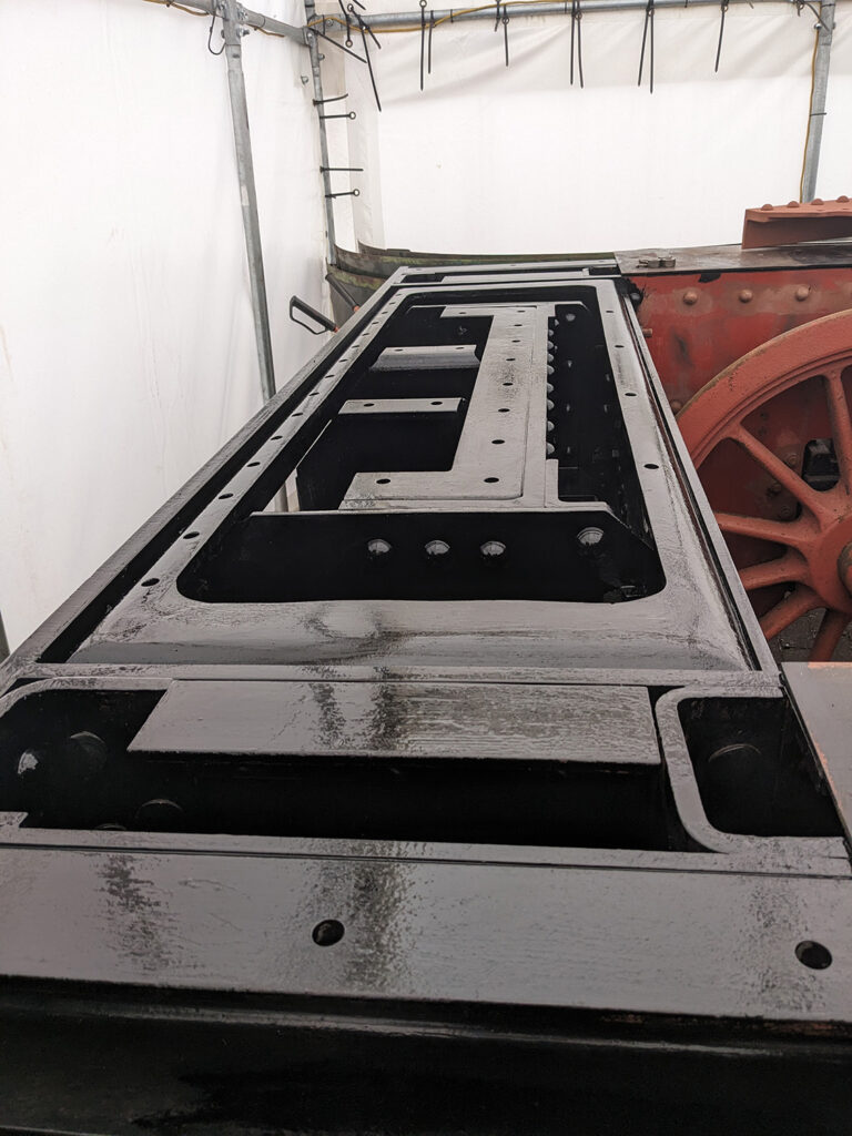 On the chassis of new tender T2329, the leading drag box is having many, many coats of paint applied before this space becomes hard to access. Photo: Adrian Hassell