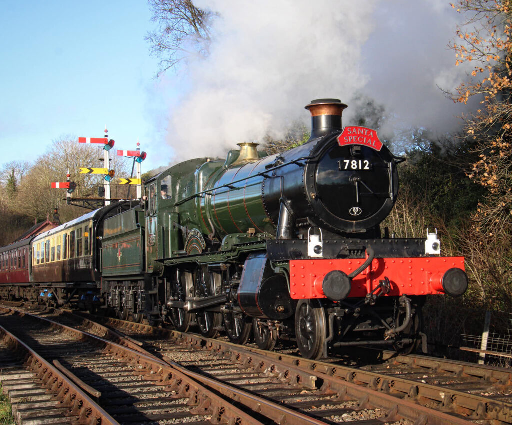 Erlestoke Manor seen leaving Bewdley with a Santa Special service bound for Kidderminster on 16th December [Photo: John Sherratt]