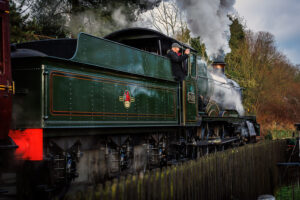Looking immaculate, Erlestoke Manor make a purposeful departure northward from Hampton Loade during the SVR Winter Gala on Saturday 6th January [Phot: Tony Carwithen]