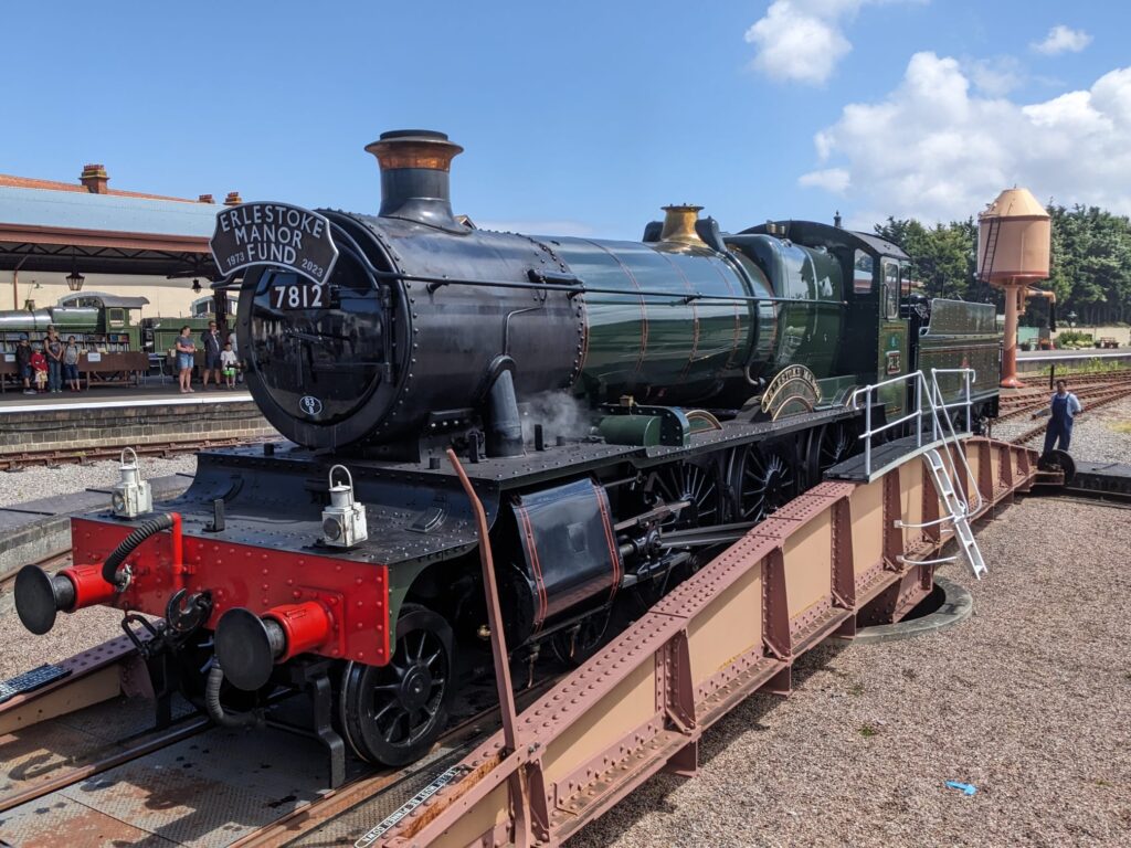 7812 on the Minehead turntable during its stint on the WSR in 2023 (courtesy of Adrian Hassell)