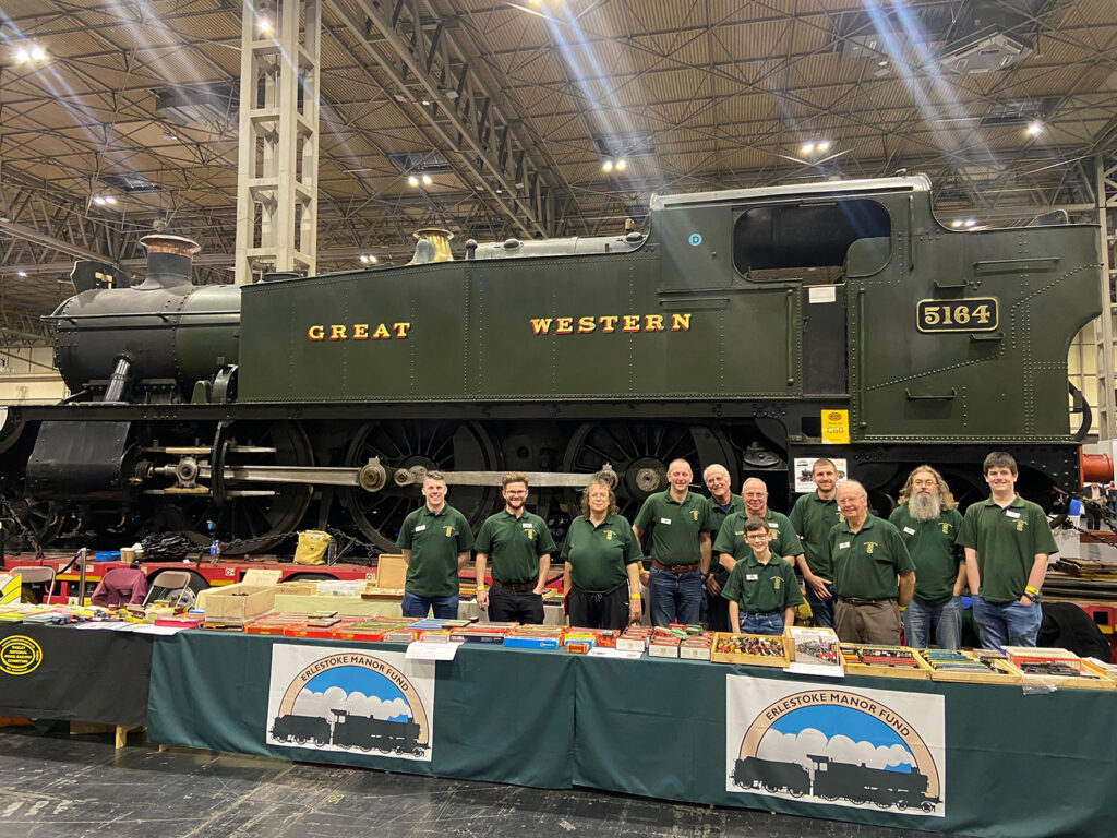 Some of the EMF team (and 5164!) on our stand at the Warley Show, with 5164 behind them – [Photo: Gareth Rushton]